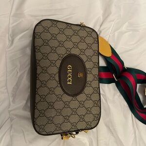 Beige shoulder bag or Crossbody with Gold Accents